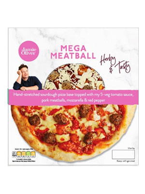 Mega meatball pizza
